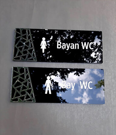 Black Pearl Serisi Silver Kadın & Erkek Wc Yönlendirme Seti