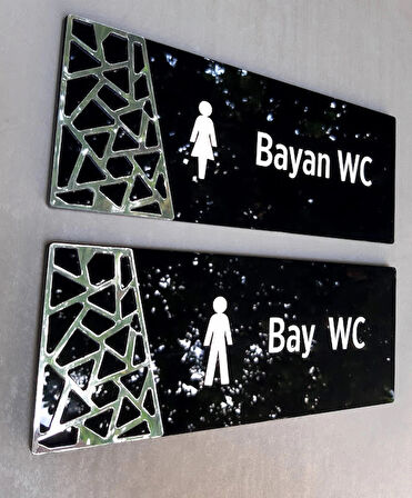Black Pearl Serisi Silver Kadın & Erkek Wc Yönlendirme Seti