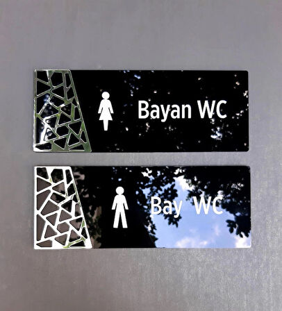 Black Pearl Serisi Silver Kadın & Erkek Wc Yönlendirme Seti