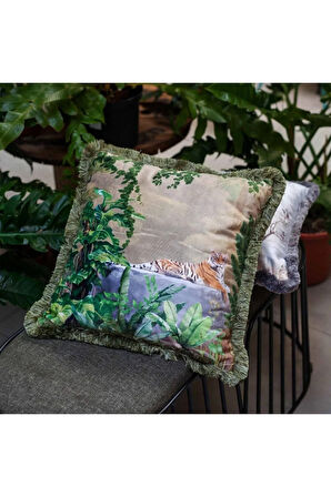 Kaplanlı Yastık/Kırlent (Dolgu Boncuk Elyaf, Uluslararası Yıkama Ve Solmama Sertifikası)