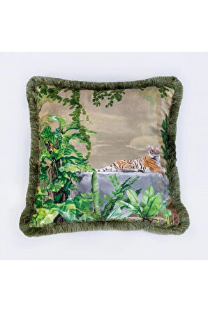 Kaplanlı Yastık/Kırlent (Dolgu Boncuk Elyaf, Uluslararası Yıkama Ve Solmama Sertifikası)