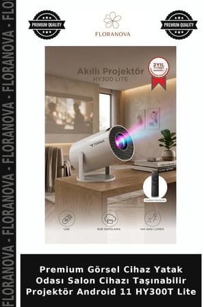 Premium Görsel Cihaz Yatak Odası Salon Cihazı Taşınabilir Projektör Android 11 HY300T Lite