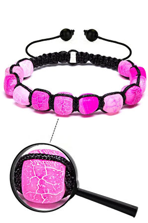 Sertifikalı Yüksek Kalite Doğal Pembe Akik Taşı Bileklik