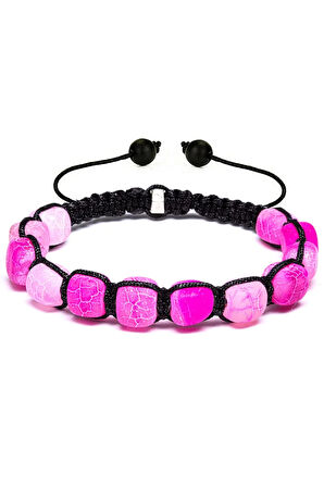 Sertifikalı Yüksek Kalite Doğal Pembe Akik Taşı Bileklik