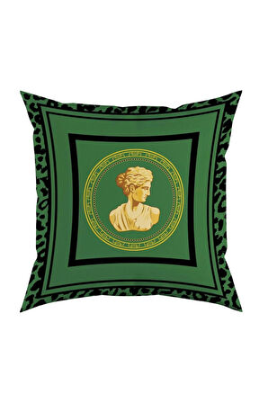 Yeşil Büst Detaylı Kadife Yastık/Kırlent (Dolgu Boncuk Elyaf, Ulusl. Yıkama Ve Solmama Sertifikası)