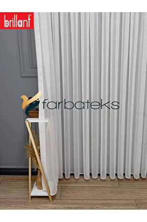 Farbateks Dikim Brillant Buzlu Sade Düz Tasarım Model 1/3 Kat Pileli Tül Perde