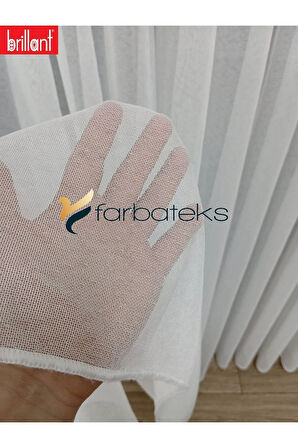 Farbateks Dikim Brillant Buzlu Sade Düz Tasarım Model 1/3 Kat Pileli Tül Perde