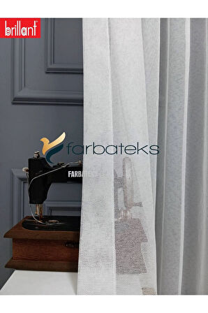 Farbateks Dikim Brillant Buzlu Sade Düz Tasarım Model 1/3 Kat Pileli Tül Perde