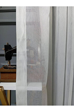 Farbateks Dikim Brillant Zarif Dökümlü Sade Düz Tasarım Model Land 1/3 Kat Pileli Tül Perde