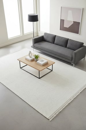 Enti Piana 1101 Beyaz Halı Kilim Kaymaz Taban Yıkanabilir Salon Mutfak Kesme Yolluk