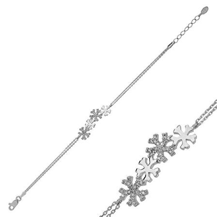 Gümüş Kar Taneleri Kadın Bileklik 