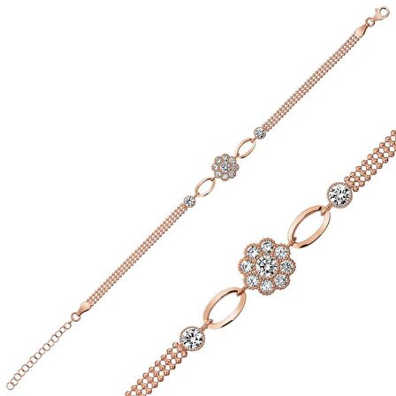 Gümüş Çiçek Modelli Bileklik 