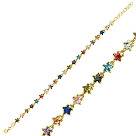 ​Gümüş Gold Renkli Yıldız Kadın Bileklik 