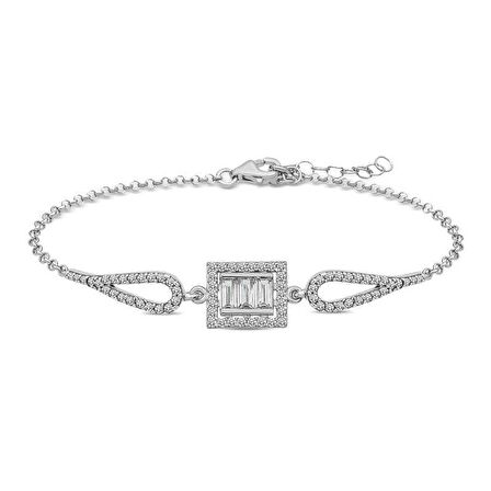 Gümüş Baget Taşlı Bileklik 