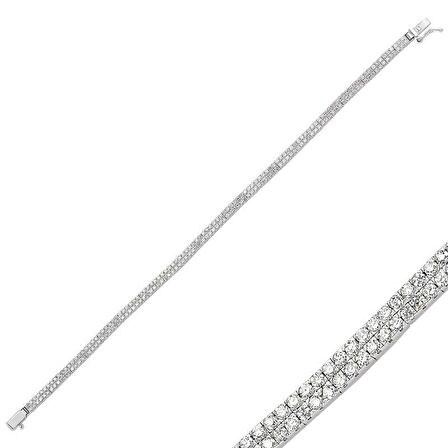 Gümüş İki Sıra Su Yolu Kadın Bileklik