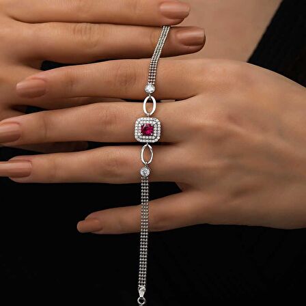 Gümüş Zirkon Taşlı Kadın Bileklik