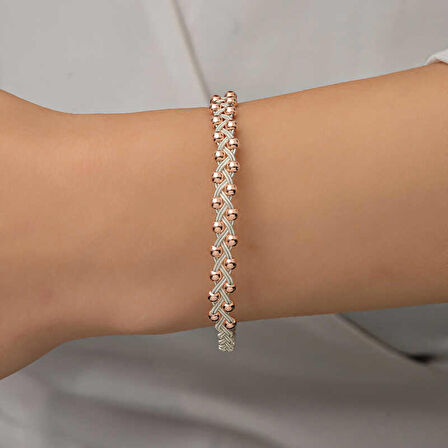 Gümüş İnci Kazaziye Örgü Bileklik