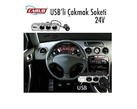 Çakmak Soketi12-24v Kablolu 3lü+ Usbli Vakum Br1702003