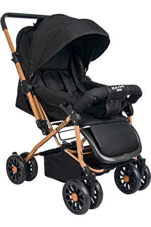 Çift Yönlü Ergonomik Bebek Arabası Bebek Puset Dayanıklı Katlanabilir Siyah Gri Bej Gold