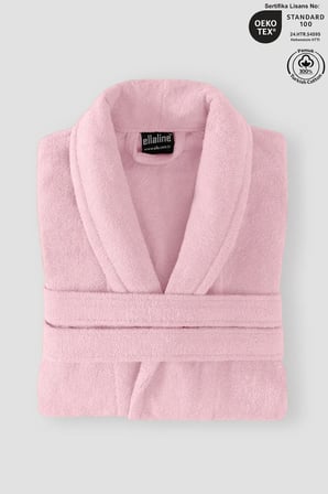 %100 Pamuk Pudra Pembe Kadın Bornoz | Banyo, Spa, Havuz, Çeyiz