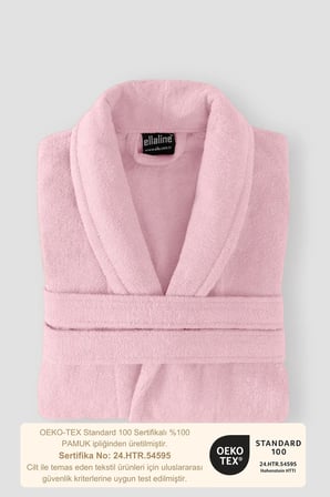%100 Pamuk Pudra Pembe Kadın Bornoz | Banyo, Spa, Havuz, Çeyiz