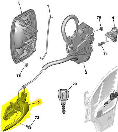 Citroen Jumper Ön Kapi Kolu İç (2005-2016) 2.2, 2.2 HDI, 2.0 HDI 911761