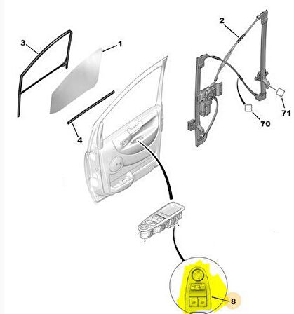 Citroen Jumpy Düğme Kapi Ön Cam (2006-2014) 1.6 HDI, 2.0 HDI 6554ZH