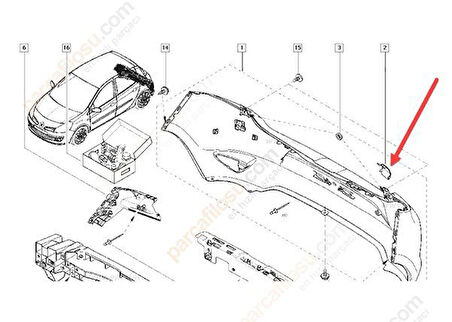 Renault Clio Arka Tampon Çeki Kapak (2009-2013) 1.4, 1.2, 1.6, 1.5 DCI 7701210229