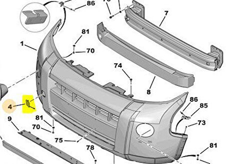 Citroen Nemo Ön Tampon Çeki Kapak (2008-2016) 1.3, 1.4 HDI 742201