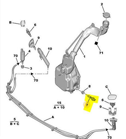 Citroen C5 Ek Depo Su Seviye Musuru (2000-2009) 2.0, 2.0 HDI, 1.6 HDI 643479