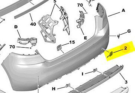 Peugeot 308 Arka Tampon Çeki Kapak (2014-2022) 1.2 VTI, 1.5 HDI, 1.2 THP, 1.6 HDI 1610767280