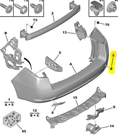 Peugeot 508 Arka Tampon Çeki Kapak (2010-2014) 1.6 HDI, 2.0 HDI, 1.6 L THP 7422W8