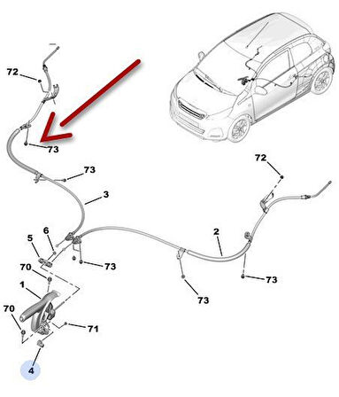 Citroen C1 Arka Sağ El Fren Teli (2014-2017) 1.0 B000763780