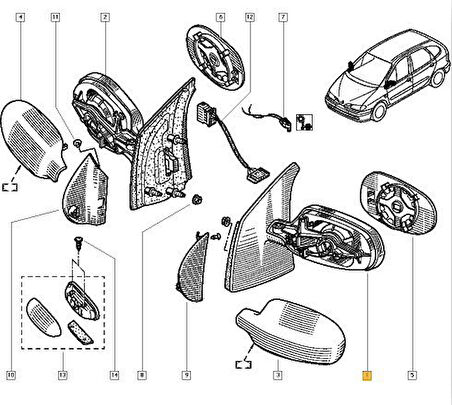 Renault Megane Scenic Kapi Aynasi Sol (1999-2003) 1.6, 1.9, 2.0 7700431542
