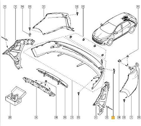 Renault Megane Sport Tourer Arka Tampon Çeki Kapak (2009-2016) 1.4, 1.6, 1.5 DCI, 1.6 DCI 511650363R