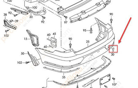 Volkswagen Passat Arka Tampon Çeki Kapak (2011-2016) 1.8, 1.4TSI, 1.6 TDI, 2.0 TDI 3AE807441A