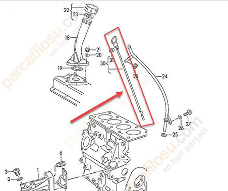 Volkswagen Transporter Yağ Çubuğu (1992-2001) 1.9 044115611F