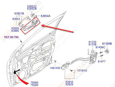 Hyundai İ20 Kapi Kolu Ön Diş (2008-2015) 1.4, 1.2, 1.4 CRDI, 1.1 CRDİ 826551J000