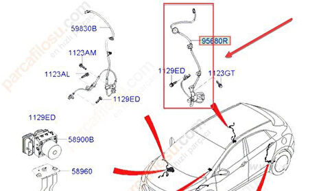 Hyundai İ30 Arka Sağ Abs Kablosu (2011-2016) 1.6, 1.6 GDI, 1.6 CRDI 59930A6350