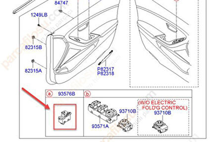 Hyundai İ30 Düğme Kapi Ön Cam (2011-2016) 1.6, 1.6 GDI, 1.6 CRDI 93576A6000