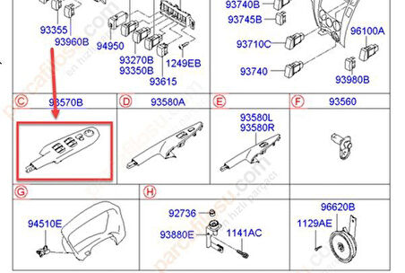 Hyundai Tucson Düğme Kapi Ön Cam (2004-2010) 2.0, 2.0 CRDI 935702E250Z9