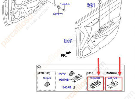 Hyundai İ10 Düğme Kapi Ön Cam (2013-2017) 1.0, 1.2 93570B40304X