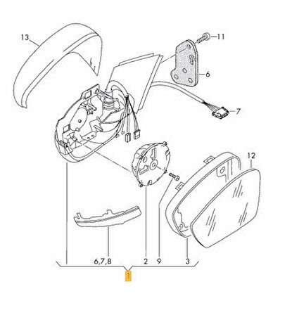 Skoda Superb Kapi Aynasi Sağ (2016-2019) 1.4TSI, 2.0 TDI, 1.6 TDI 3V1857508B