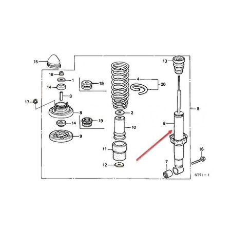 Honda Civic Arka Amortisör (1992-1996) 1.5 52611SR3013