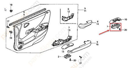 Honda Accord Düğme Kapi Ön Cam (2006-2008) 2.0 35750SAAG11ZA