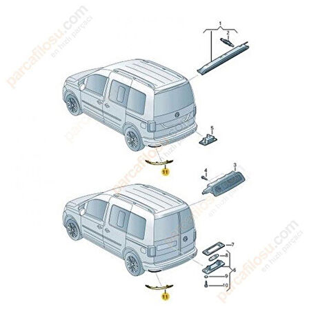 Volkswagen Caddy Arka Tampon Reflektörü (2001-2023) 1.6TDİ, 2.0 TDI, 1.0 TSI 2K5945105D