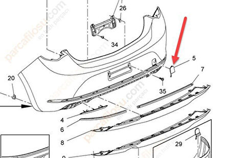 Opel Astra Arka Tampon Çeki Kapak (2013-2017) 1.4, 1.6, 1.3 CDTI, 1.6 CDTI 13368067