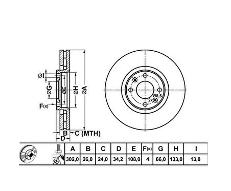 Citroen C4 Ön Fren Disk (2004-2010) 2.0 9687602180