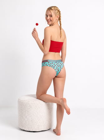 Lolipop Desenli Kadın Brazilian Külot Pamuklu Likralı Mint Yeşili