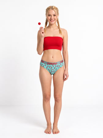 Lolipop Desenli Kadın Brazilian Külot Pamuklu Likralı Mint Yeşili